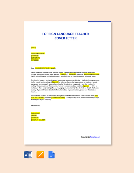 foreign language teacher cover letter