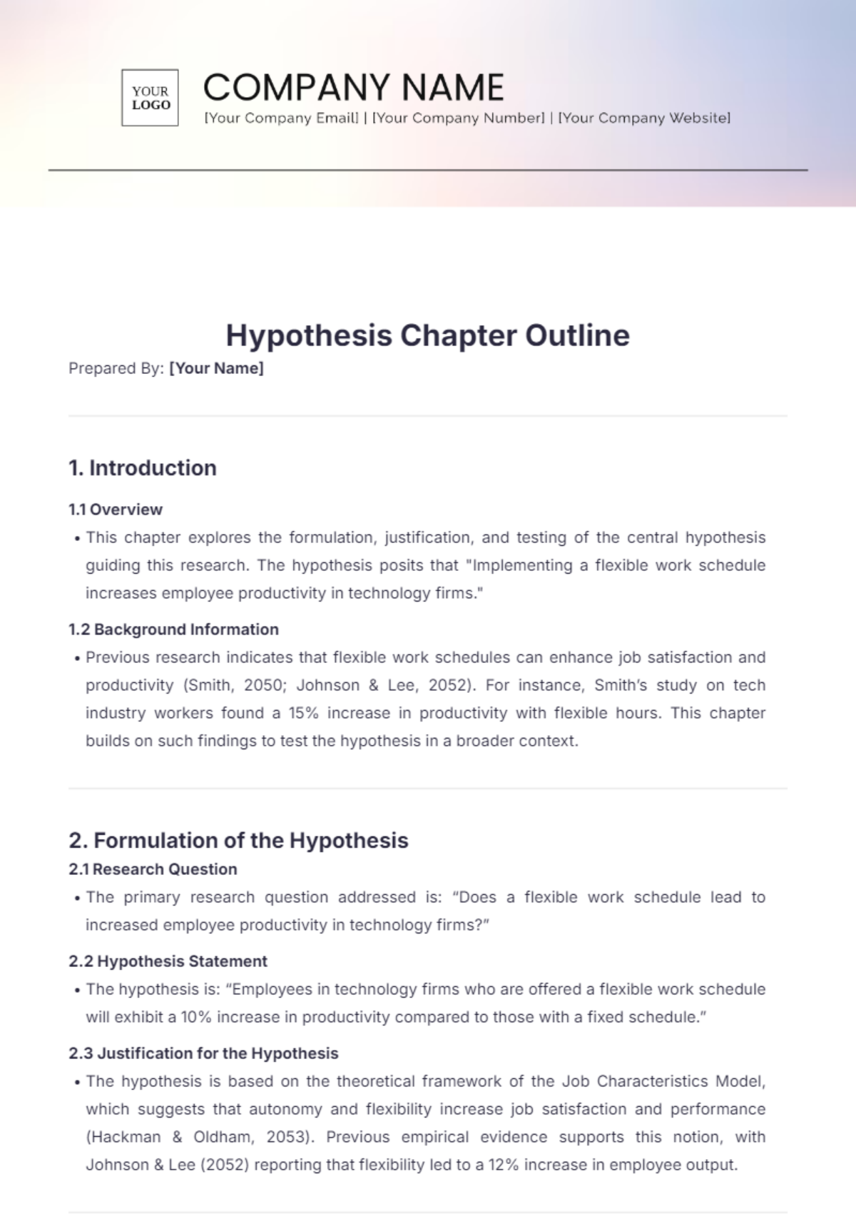 Free Hypothesis Chapter Outline Template - Edit Online & Download ...