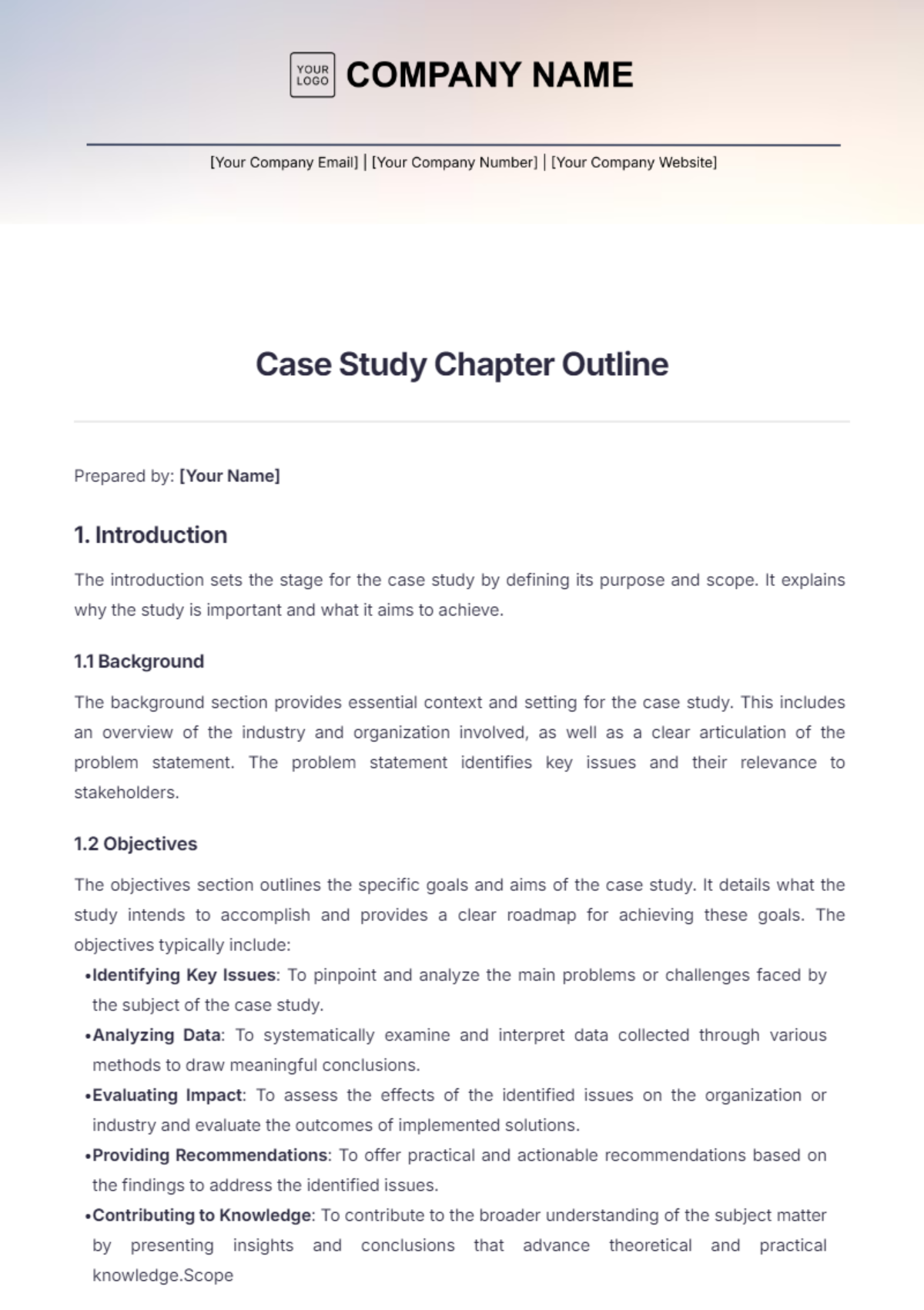 Case Study Chapter Outline Template - Edit Online & Download