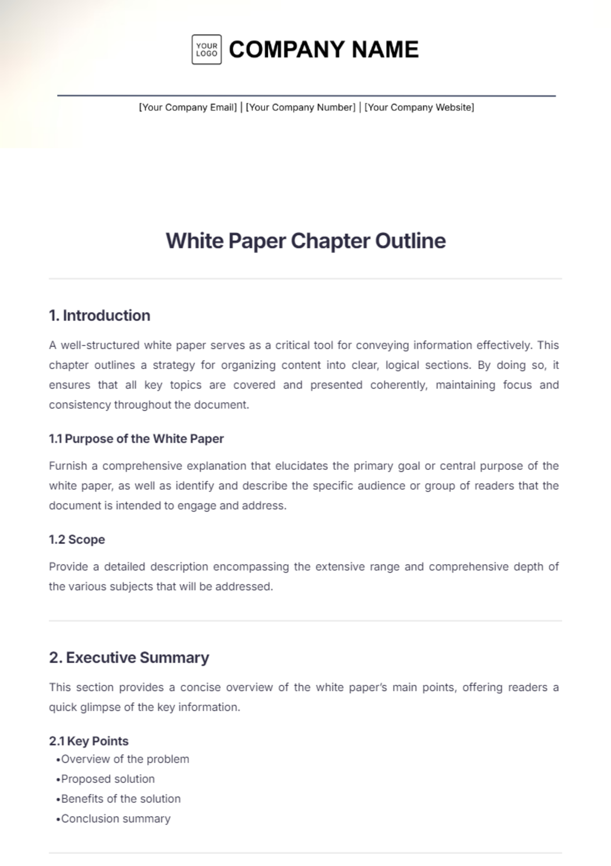 White Paper Chapter Outline Template - Edit Online & Download