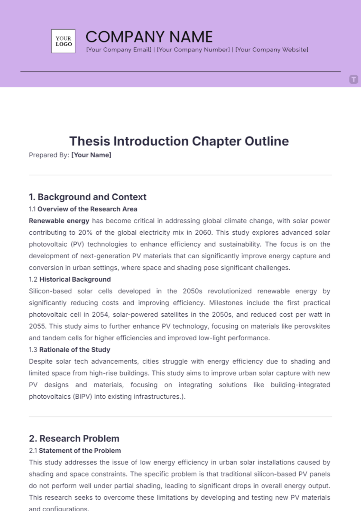 Thesis Introduction Chapter Outline Template - Edit Online & Download