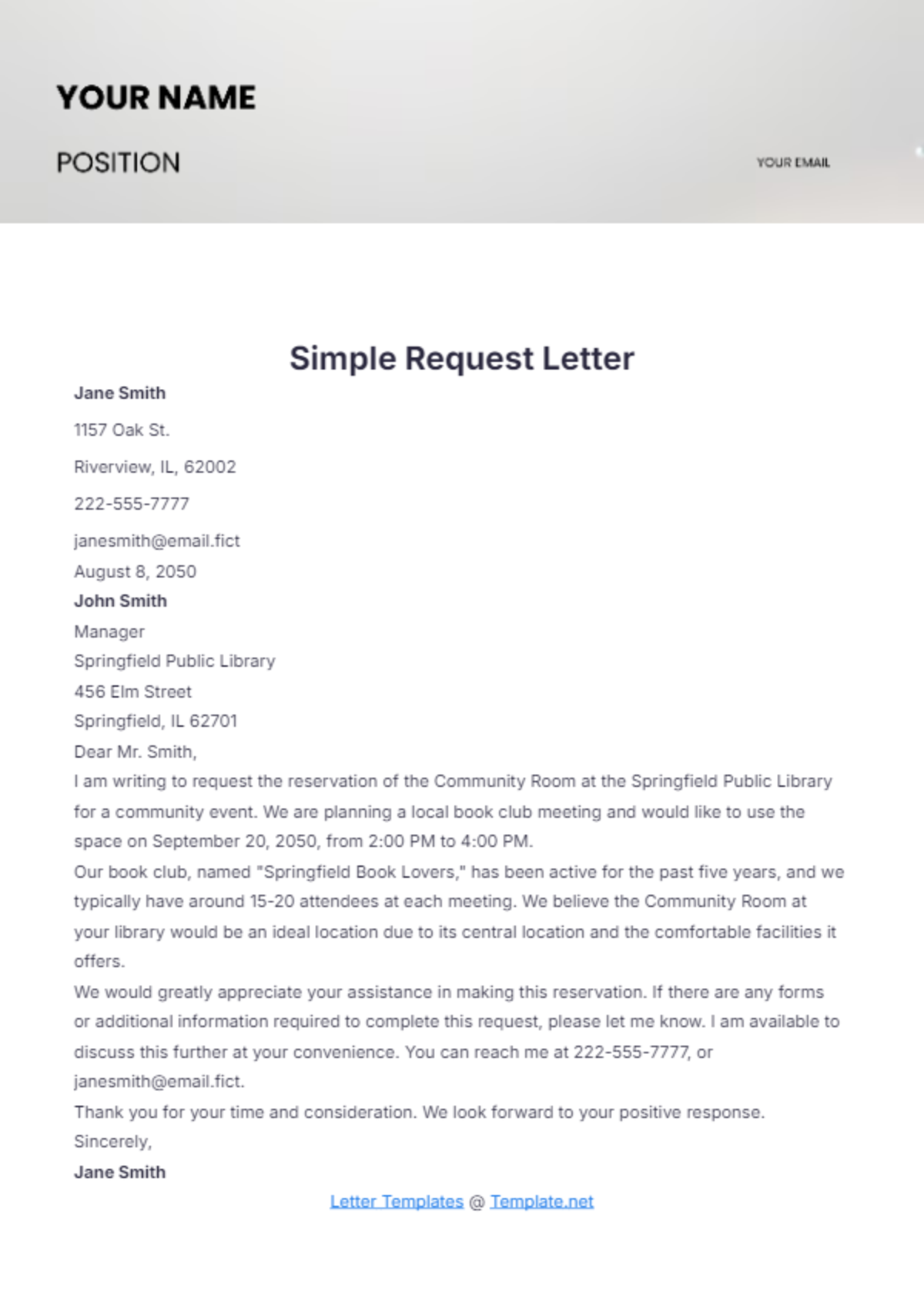 Simple Request Letter Template - Edit Online & Download