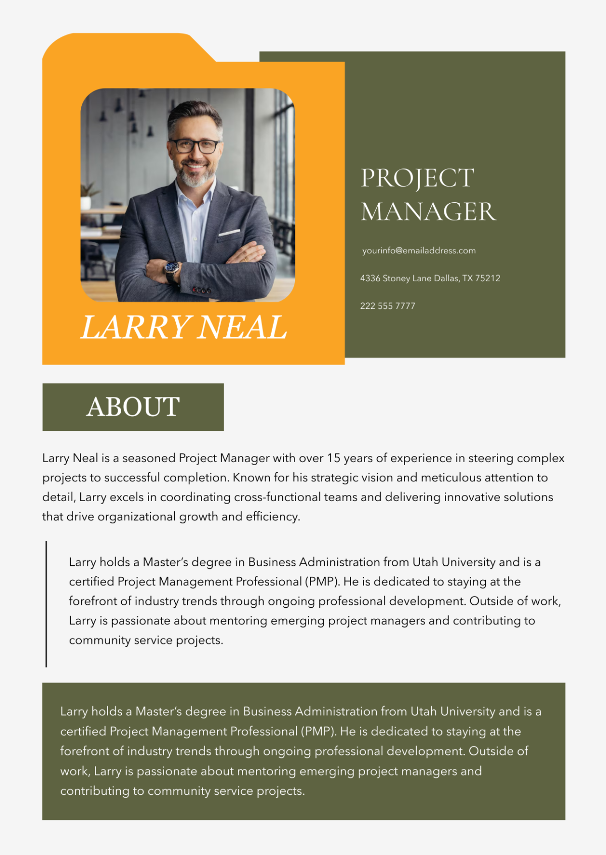 Simple Work Professional Bio Template