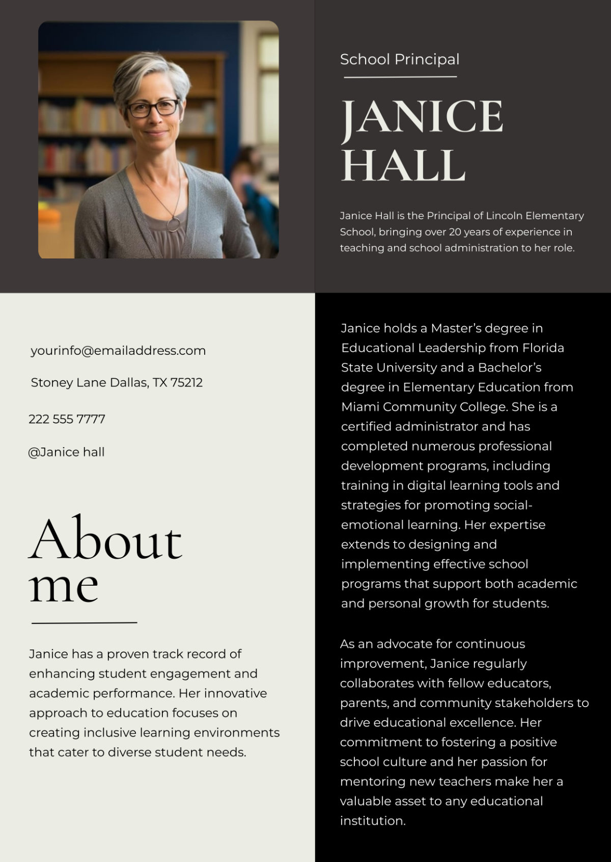 Creative School Professional Bio Template