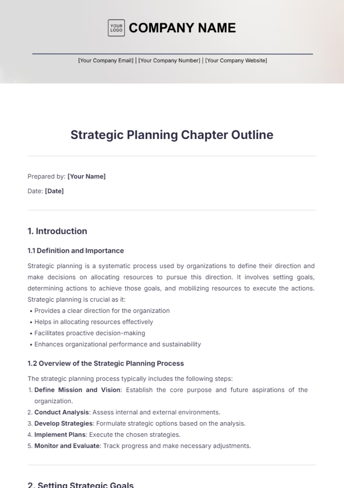 Strategic Planning Chapter Outline Template - Edit Online & Download