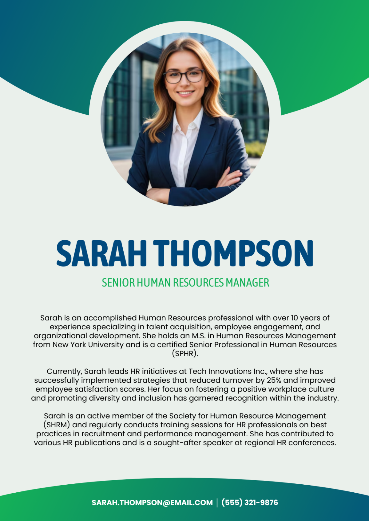 Human Resources Professional Bio Template