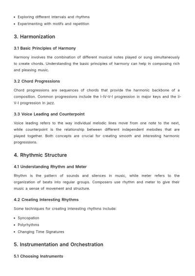 Free Music Composition Chapter Outline Template to Edit Online