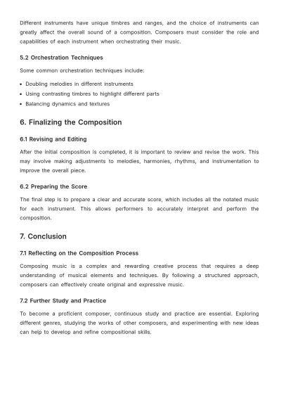 Free Music Composition Chapter Outline Template to Edit Online