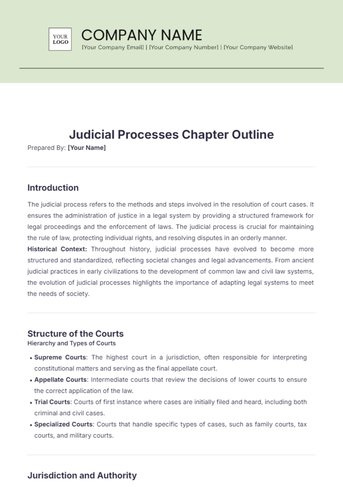 Judicial Processes Chapter Outline Template - Edit Online & Download