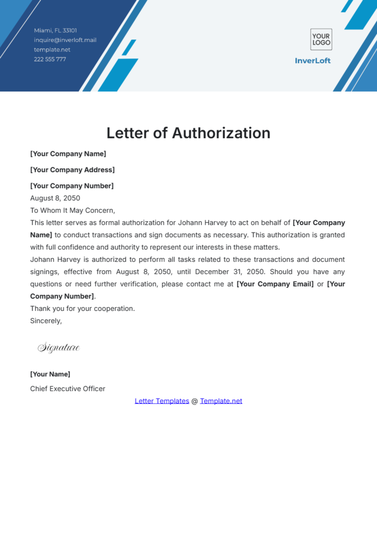 Free Authorization Letter Template