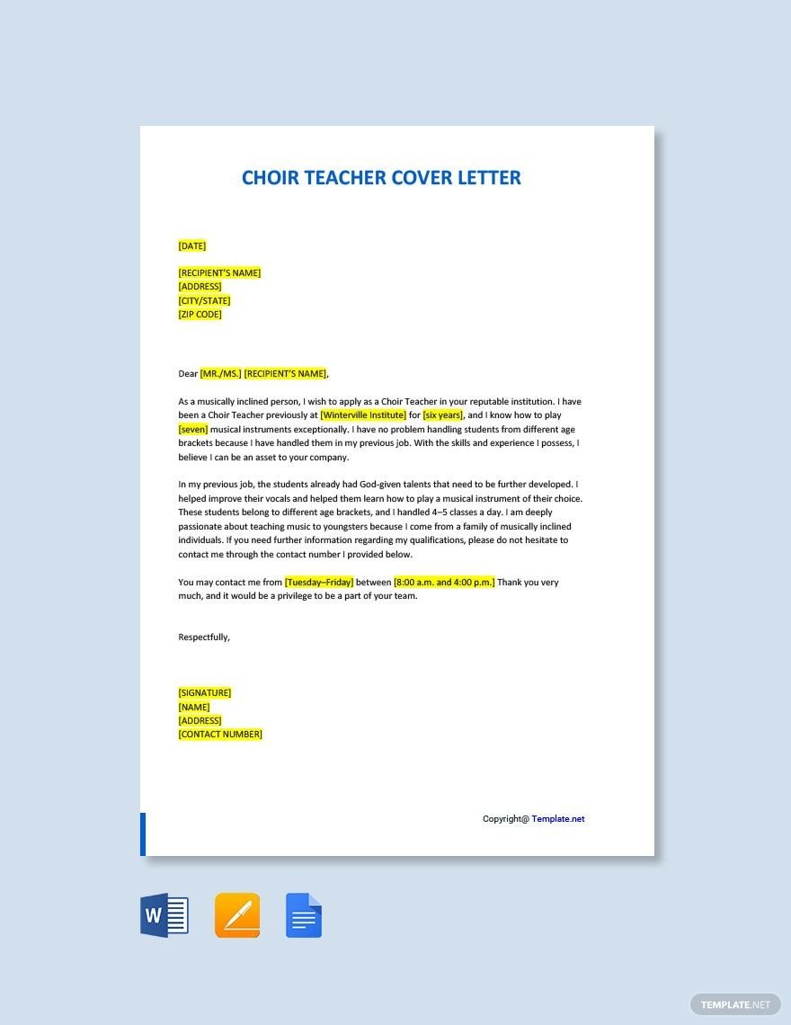 Choir Teacher Cover Letter