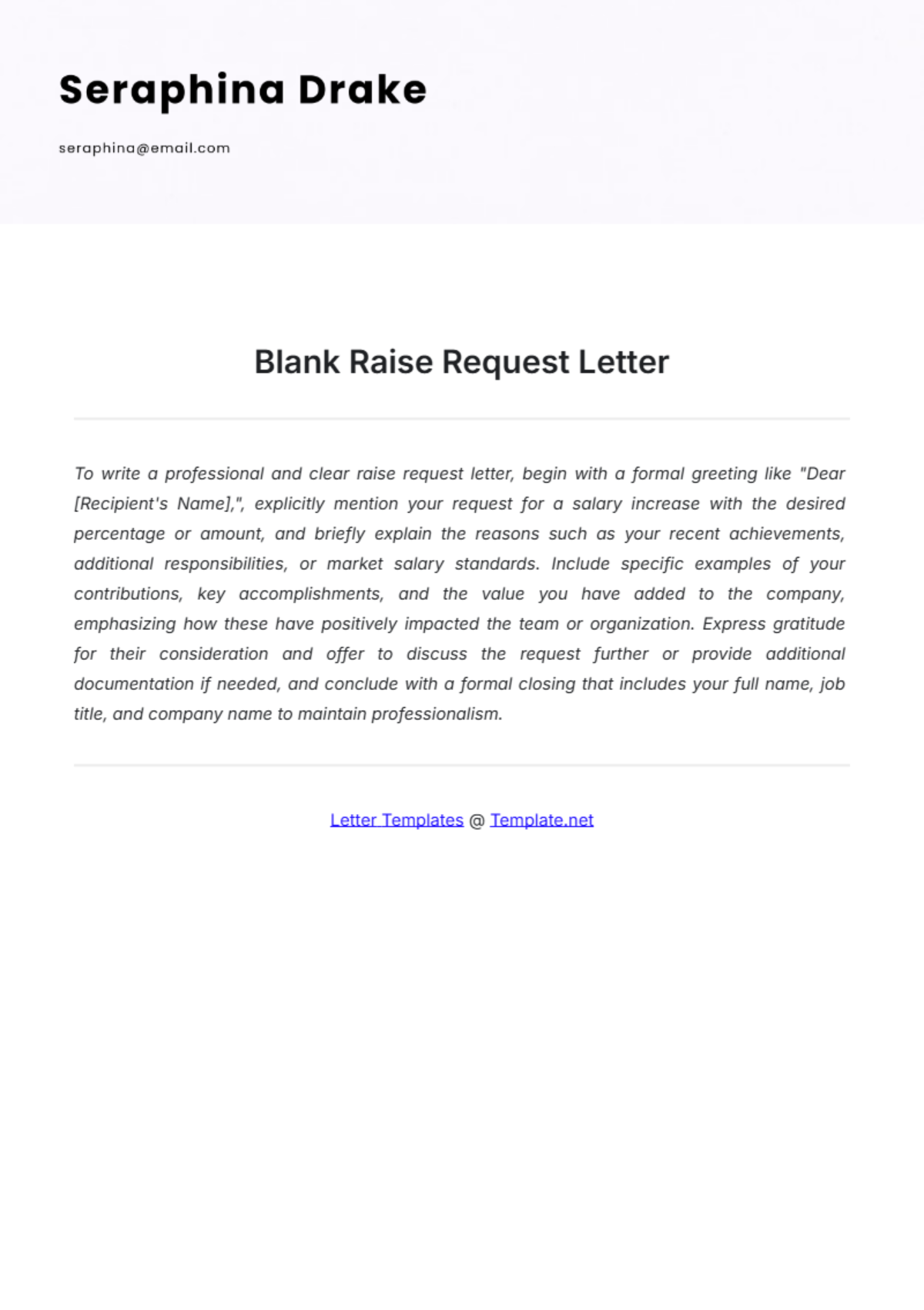 Blank Raise Request Letter Template - Edit Online & Download