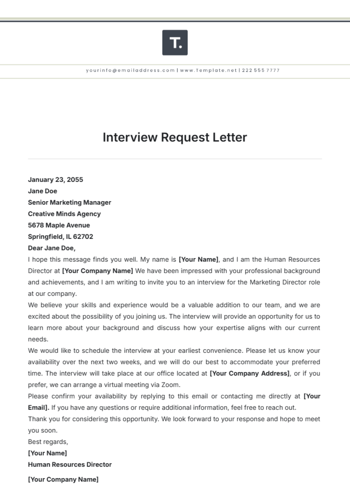 Interview Request Letter Template - Edit Online & Download