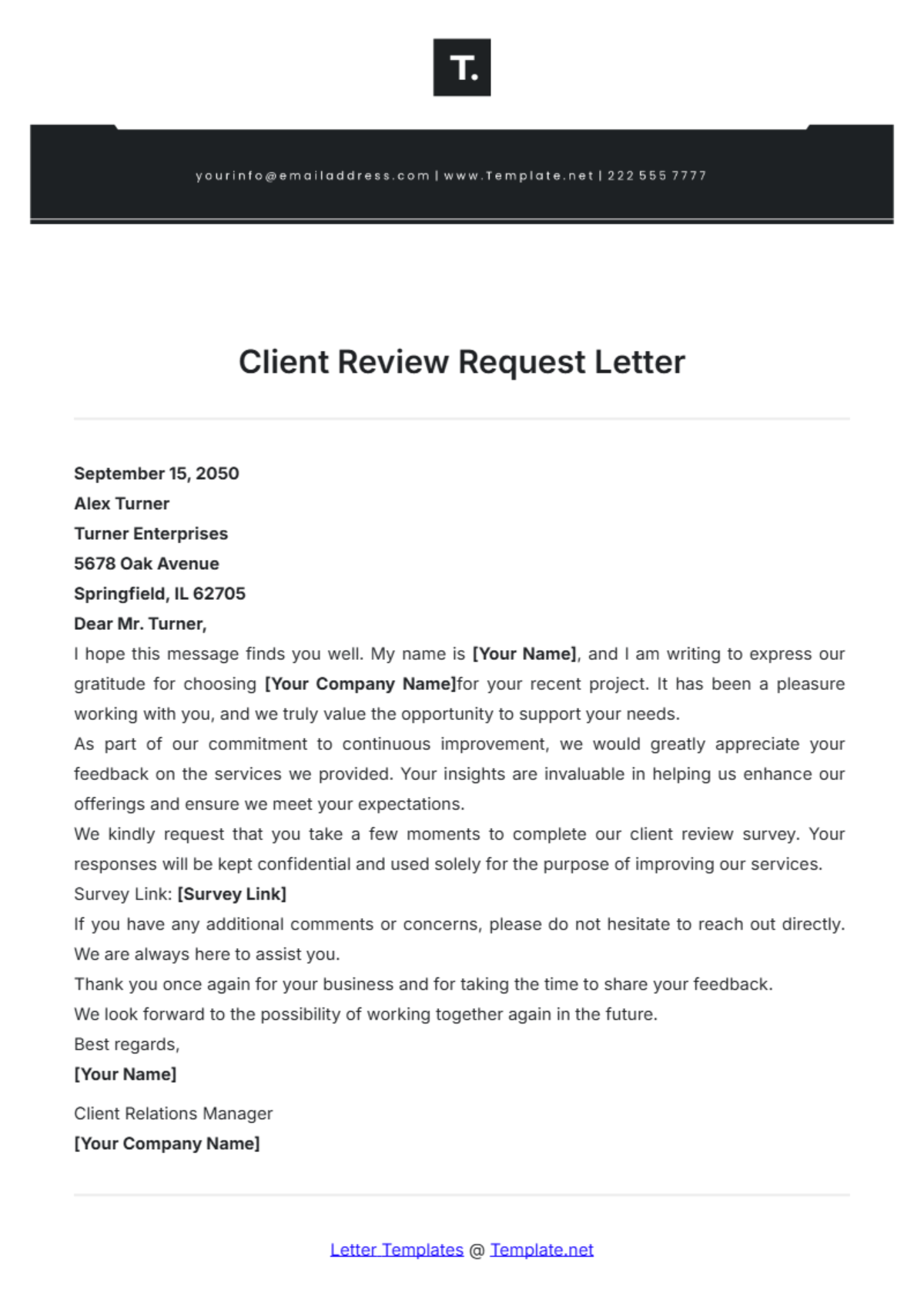 Client Review Request Letter Template - Edit Online & Download