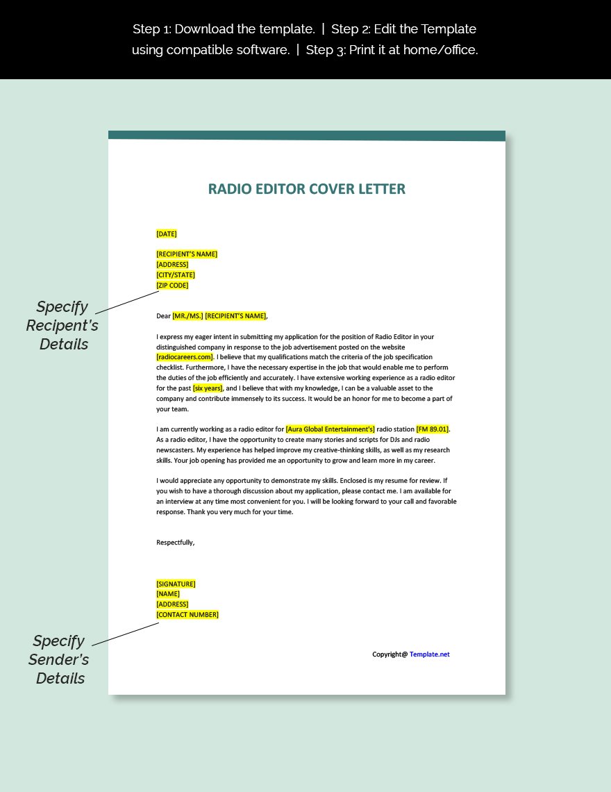 Free Radio Editor Cover Letter Template
