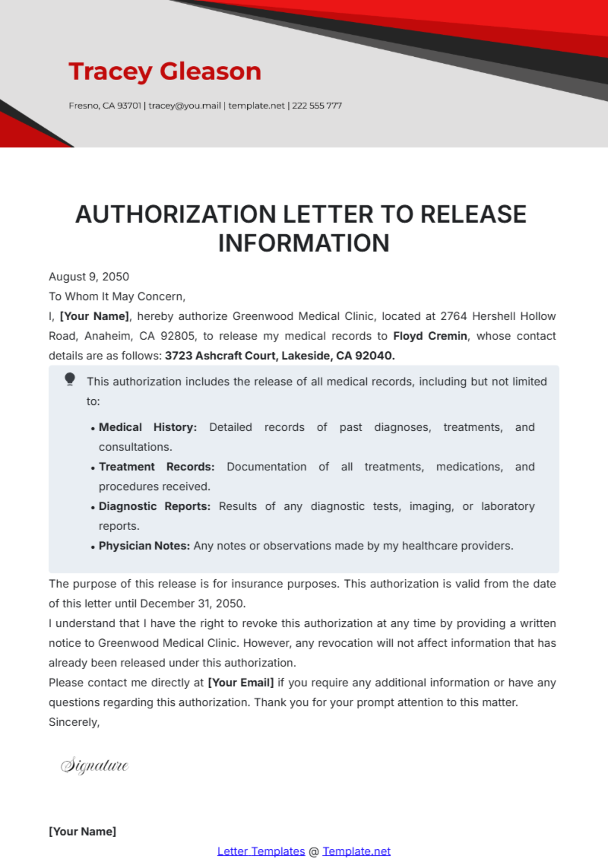 Authorization Letter to Release Information Template - Edit Online & Download