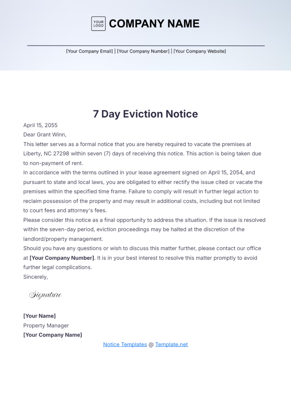 7 Day Eviction Notice Template - Edit Online & Download