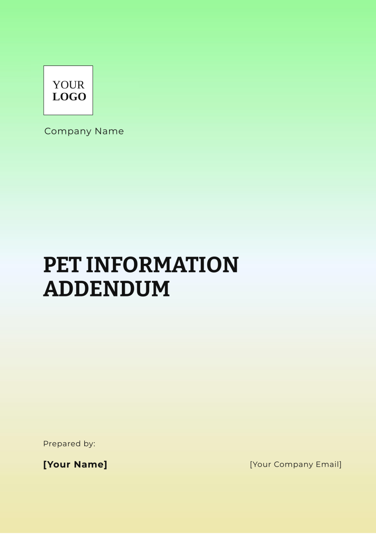 Pet Information Addendum Template - Edit Online & Download