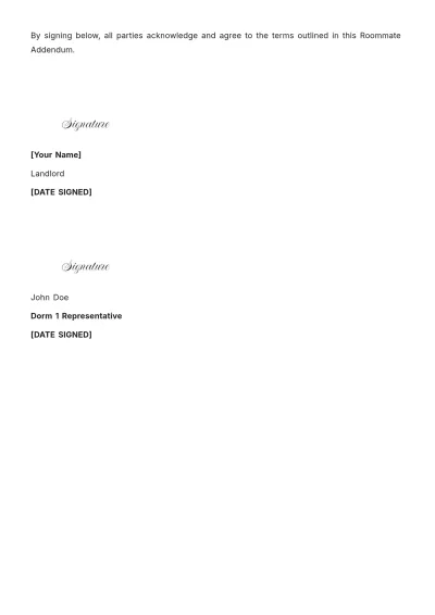 Free Roommate Addendum Template to Edit Online