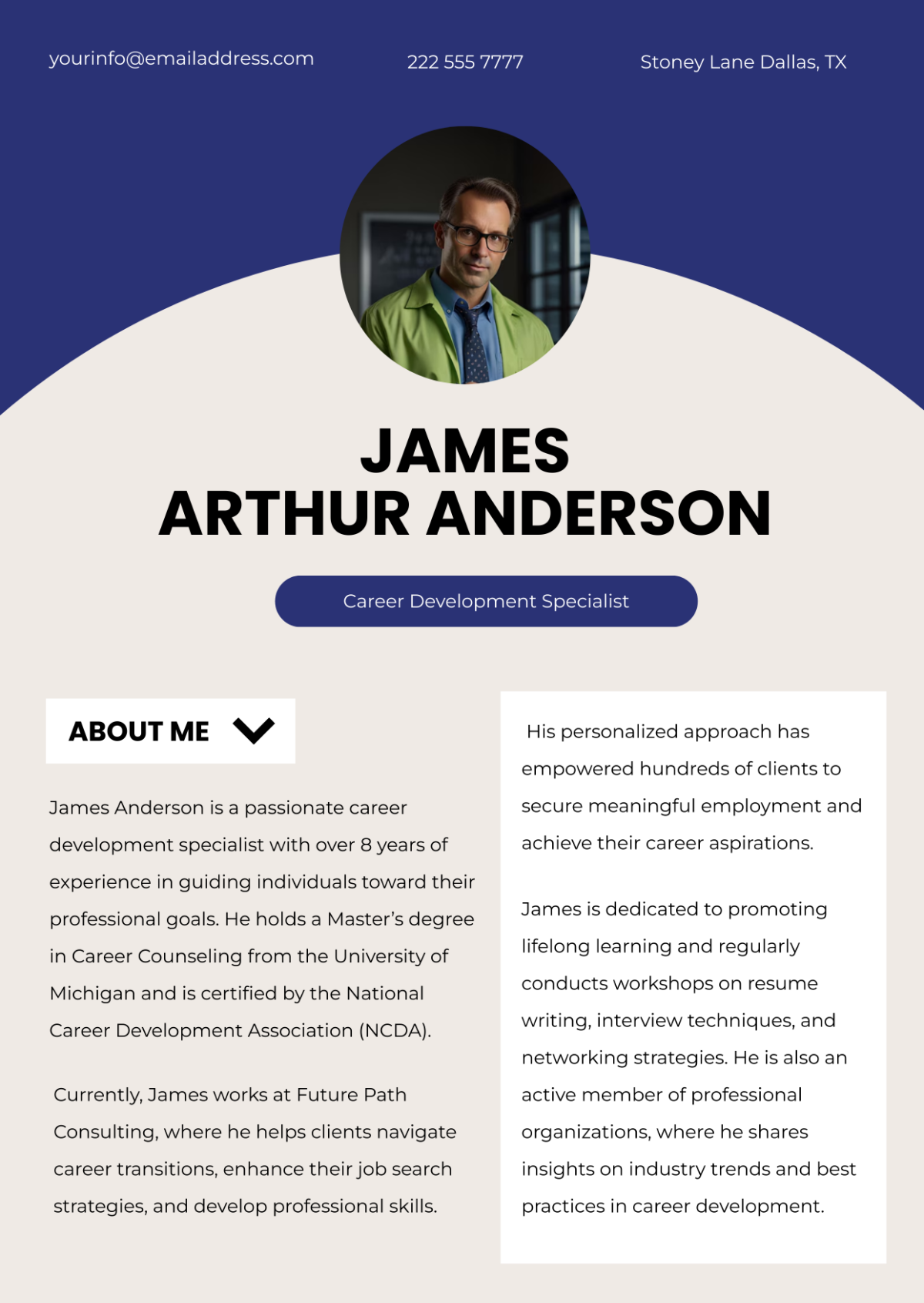 Career Professional Bio Template