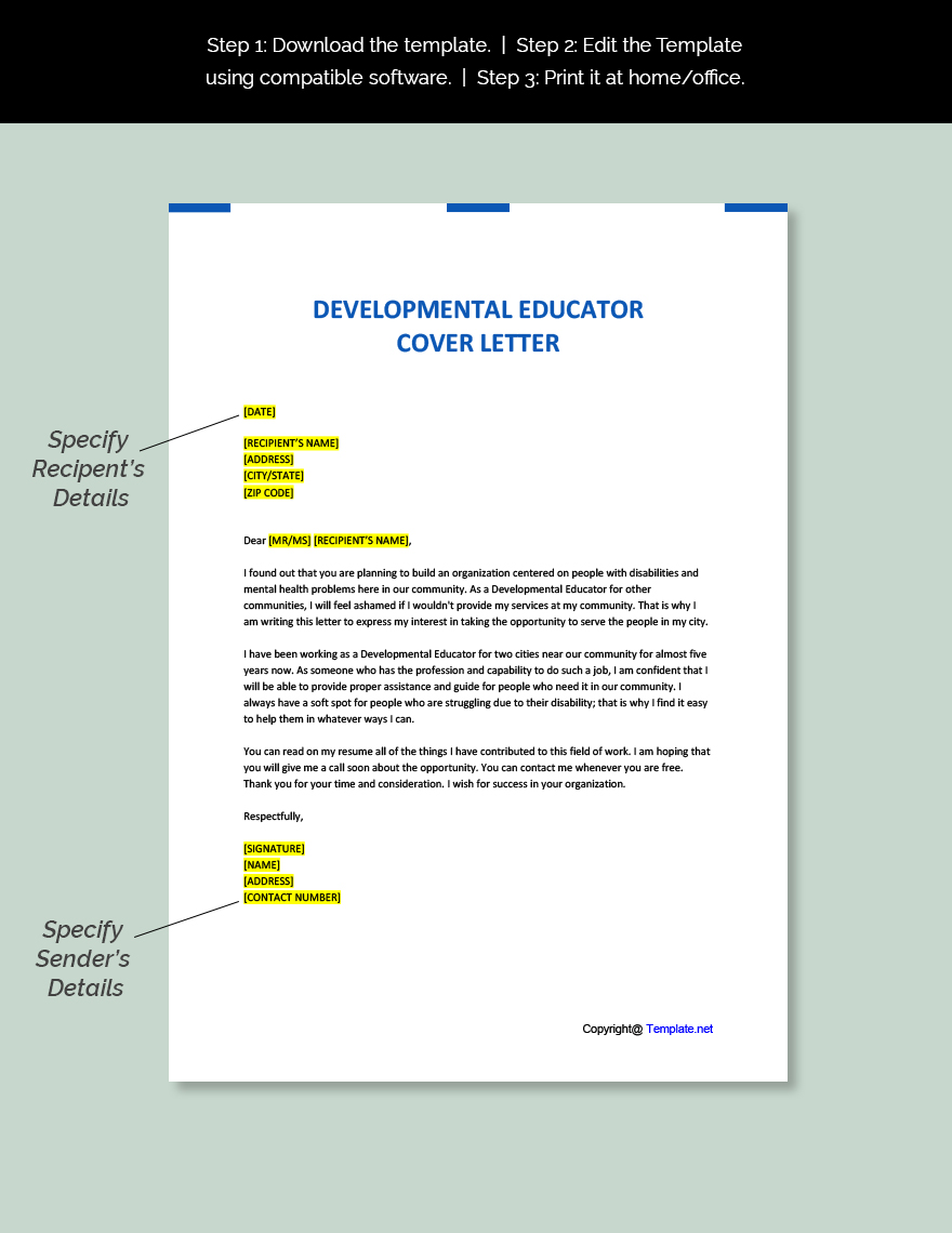 Developmental Educator Cover Letter