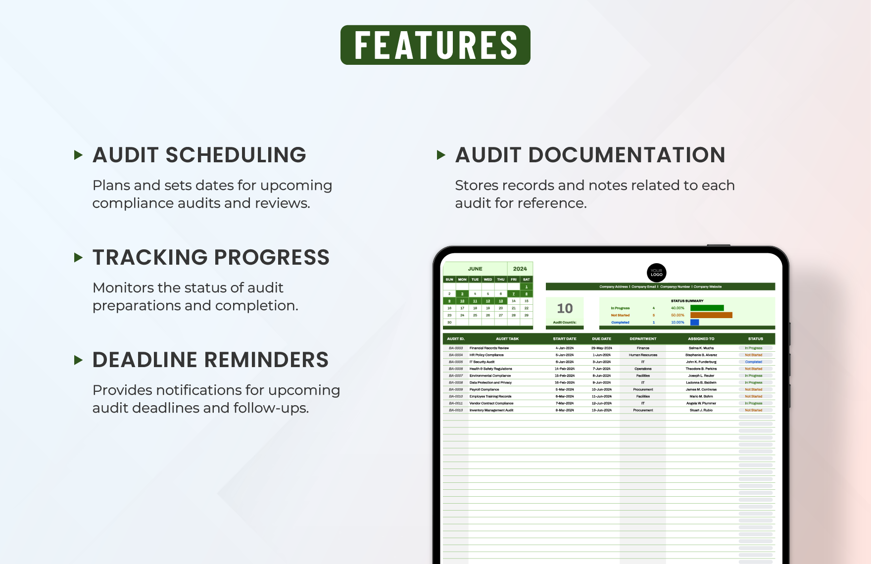 Administration Compliance Audit Schedule Template