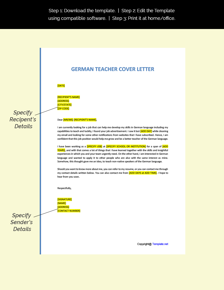 German Teacher Cover Letter