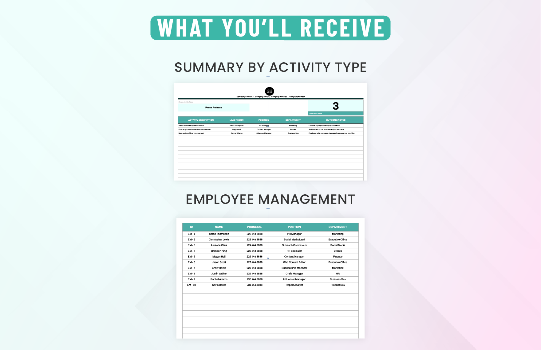 Administration Public Relations Activity Log Template