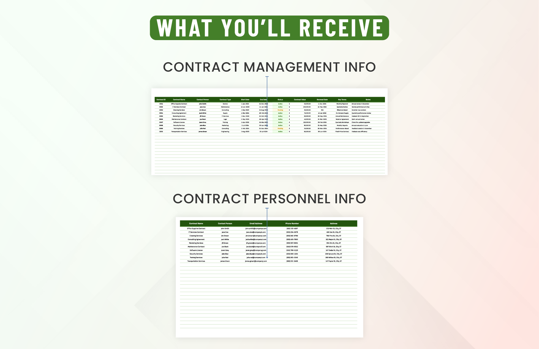 Administration Contract Management Database Template