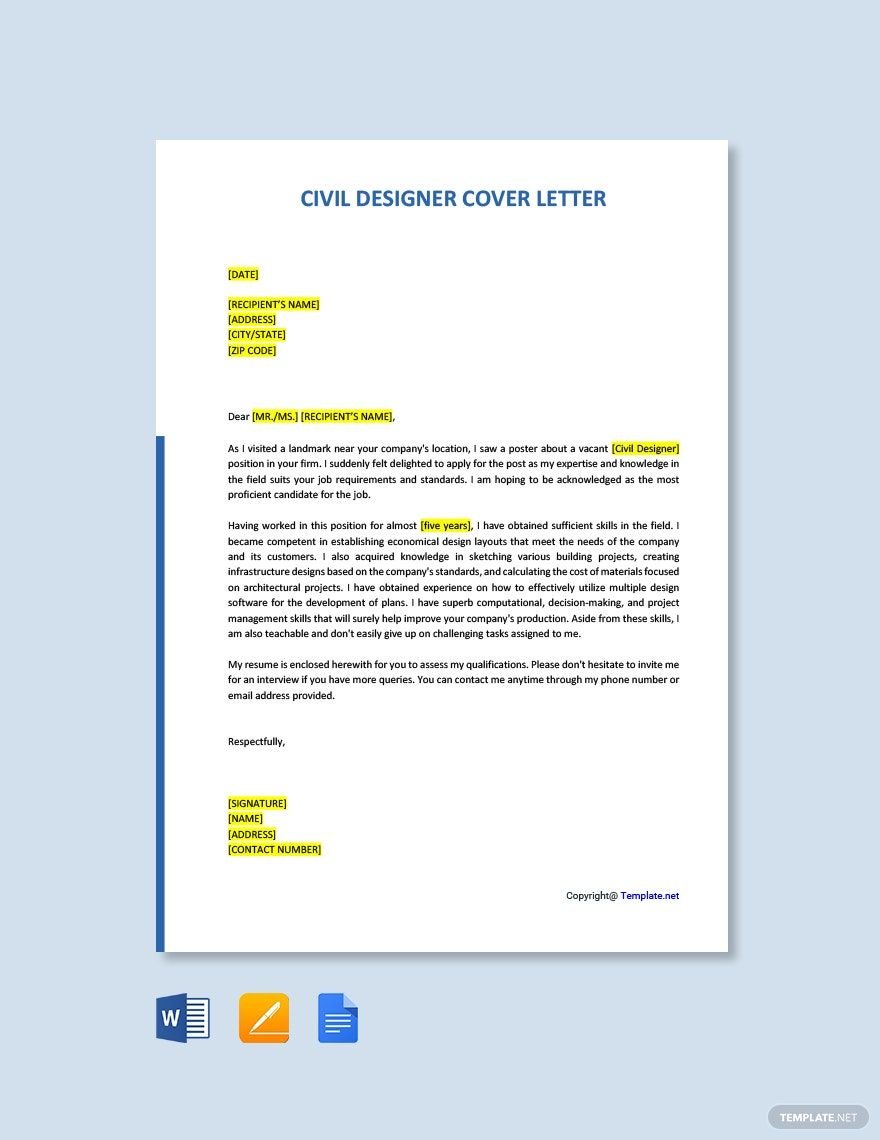 Civil Designer Cover Letter