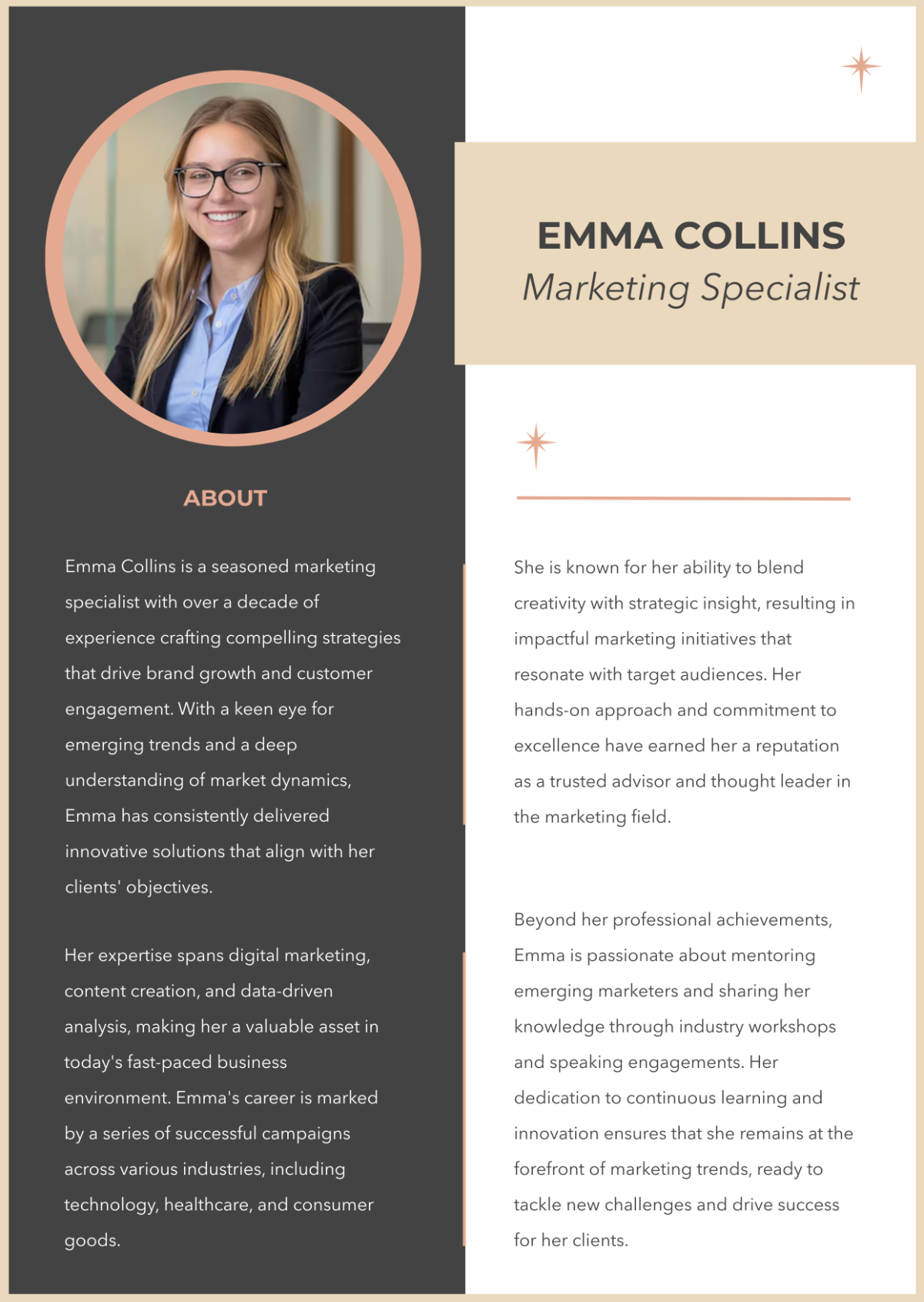 Marketing Professional Bio Template