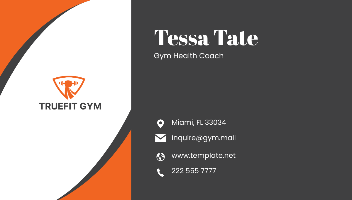 Gym Health Coach Business Card