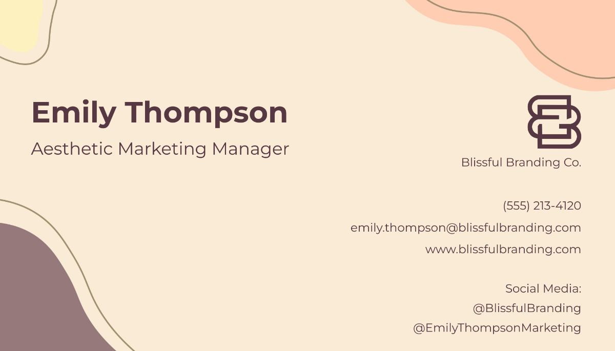 Aesthetic Marketing Manager Business Card Template - Edit Online & Download