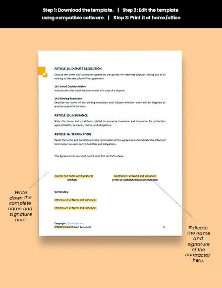 Simple Construction Agreement Template