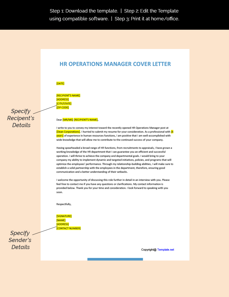 HR Operations Manager Cover Letter