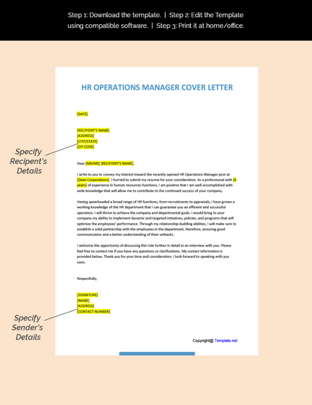 hr manager cover letter template