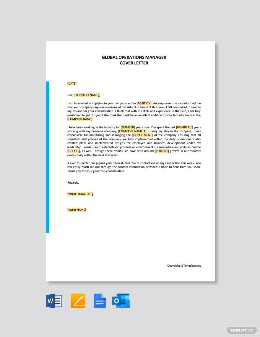 Global Operations Manager Cover Letter Template