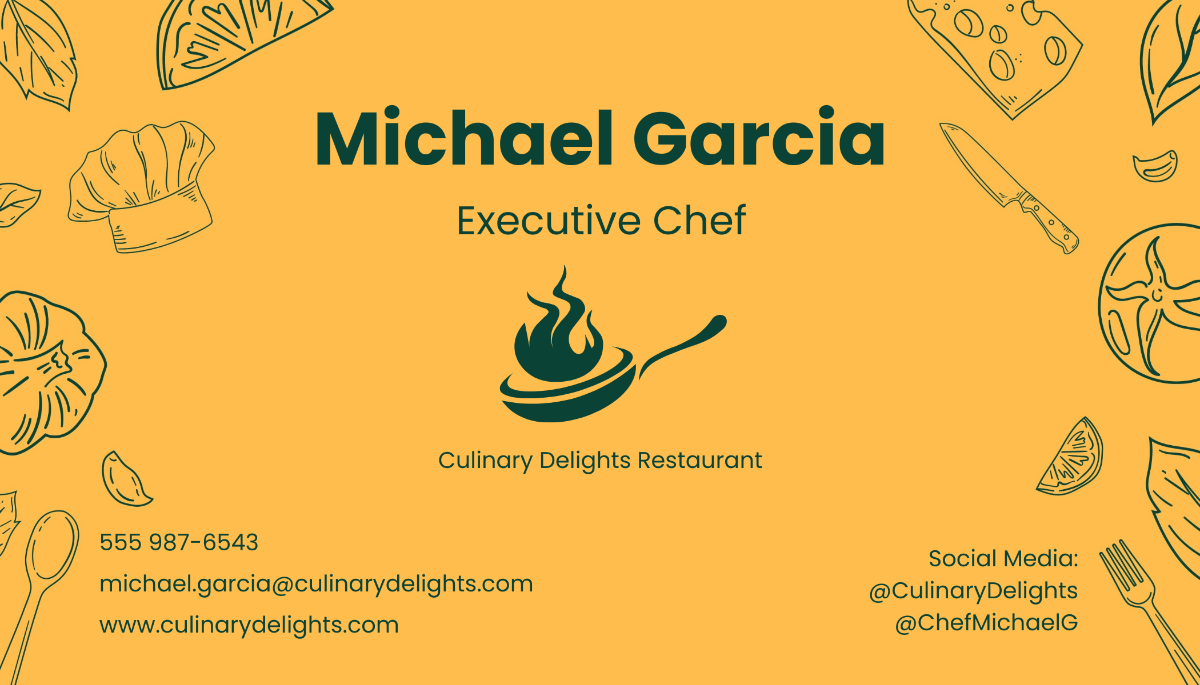 Basic Chef Business Card Template - Edit Online & Download