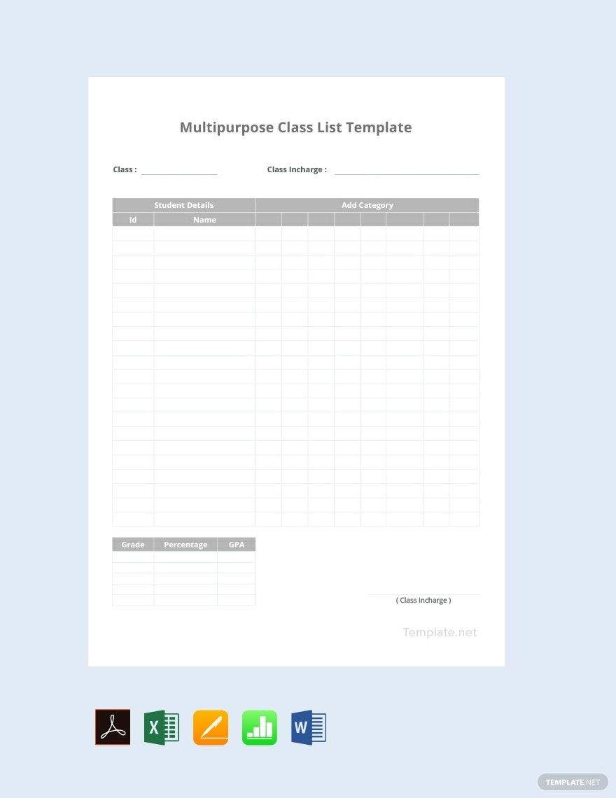 Multipurpose Class List Template