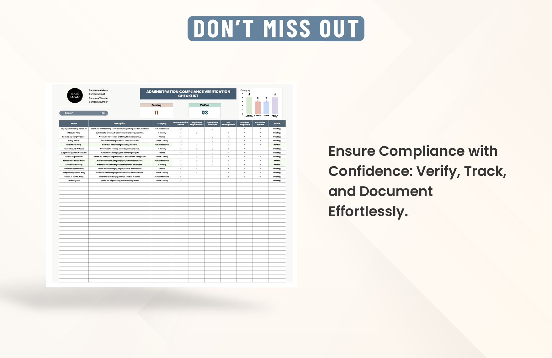 Administration Compliance Verification Checklist Template