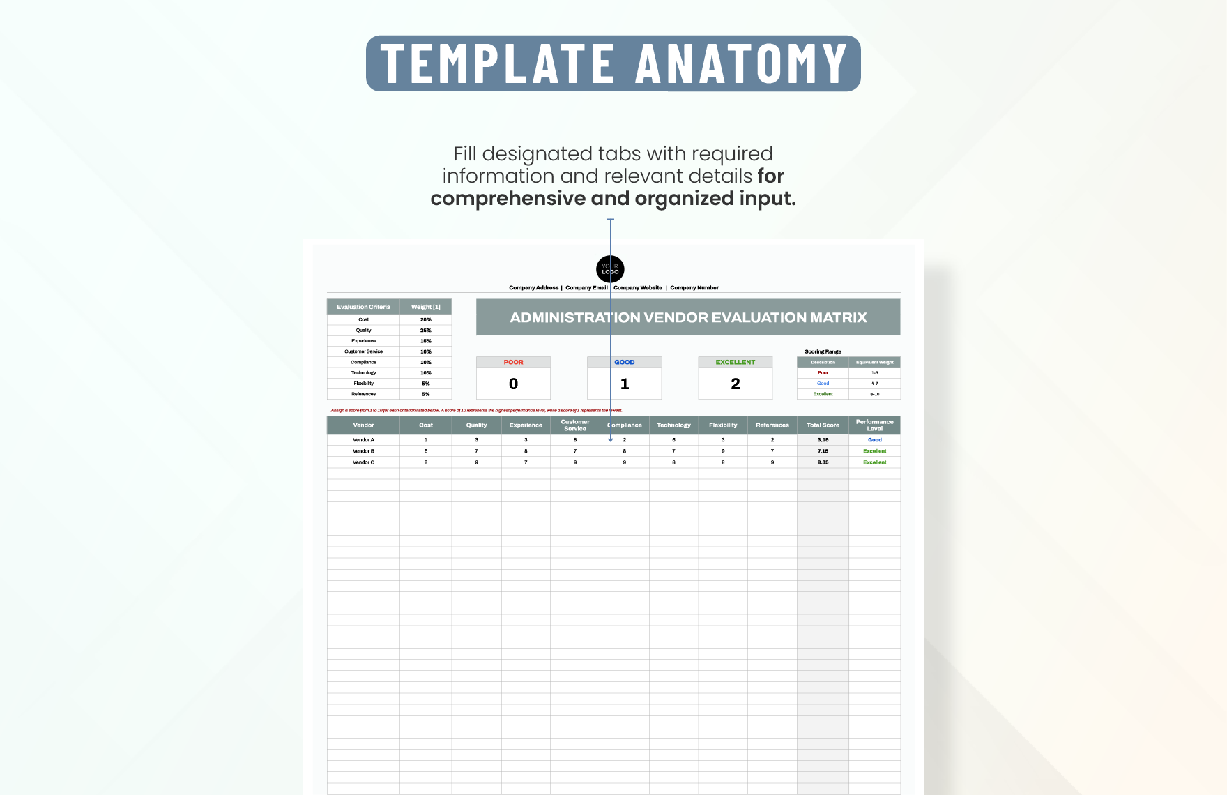 Administration Vendor Evaluation Matrix Template