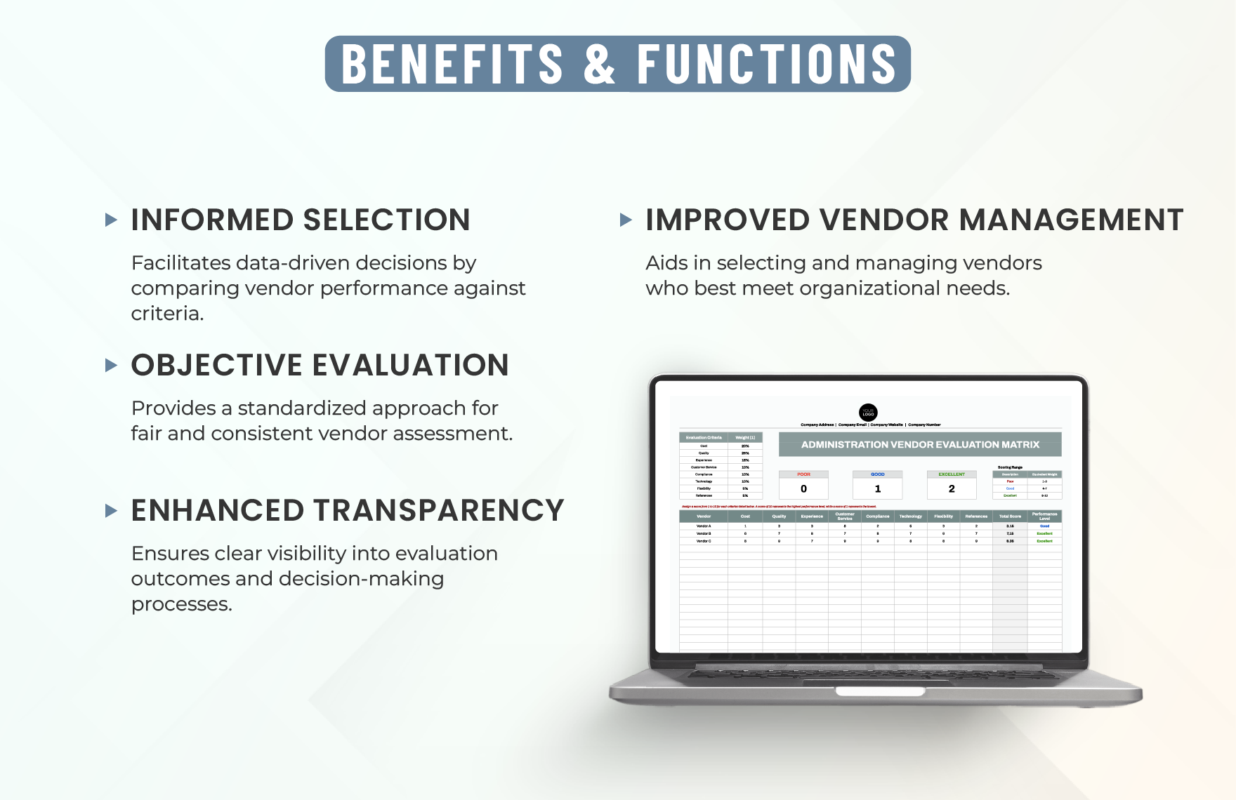 Administration Vendor Evaluation Matrix Template