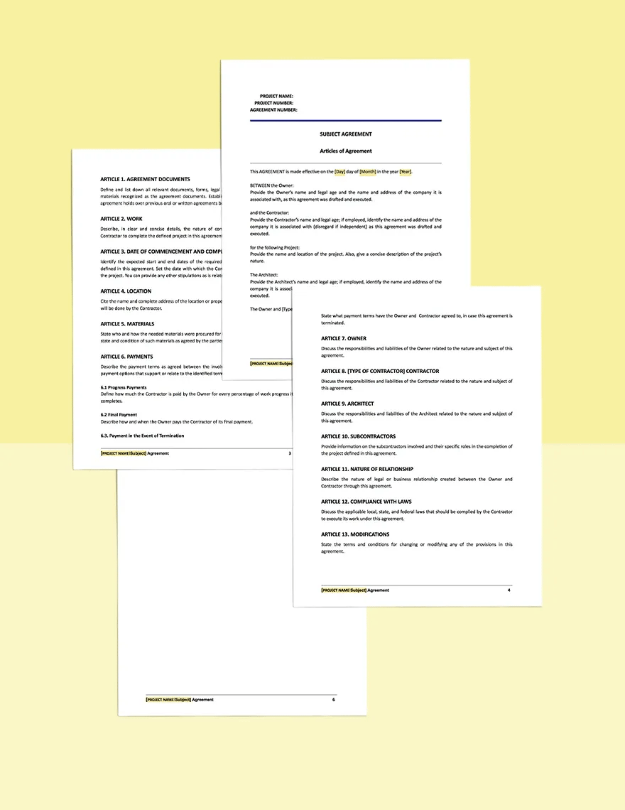 Printable Construction Agreement Template