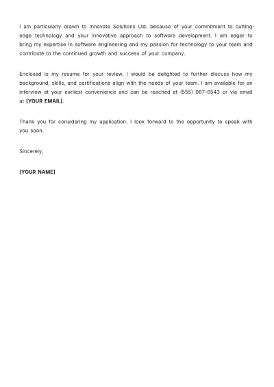 Free Motivation Letter for IT Job Template to Edit Online