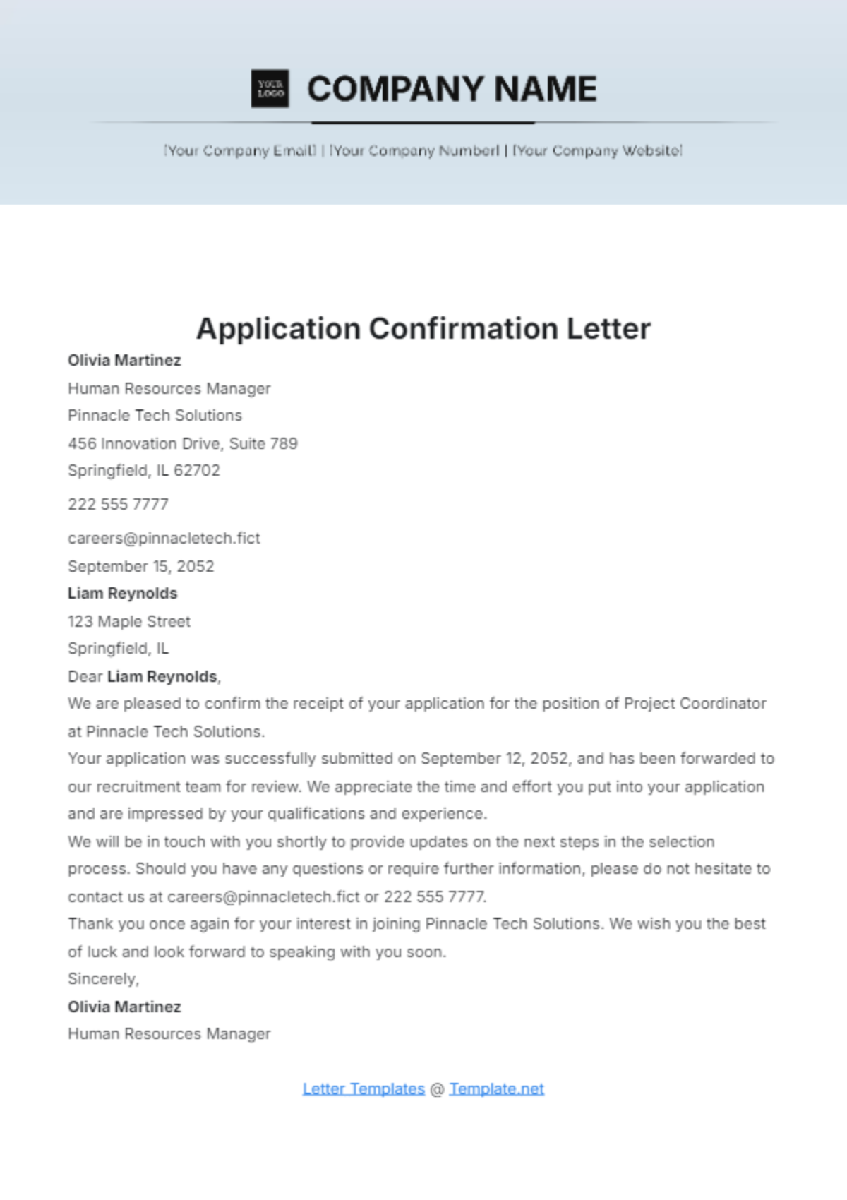 Application Confirmation Letter Template - Edit Online & Download