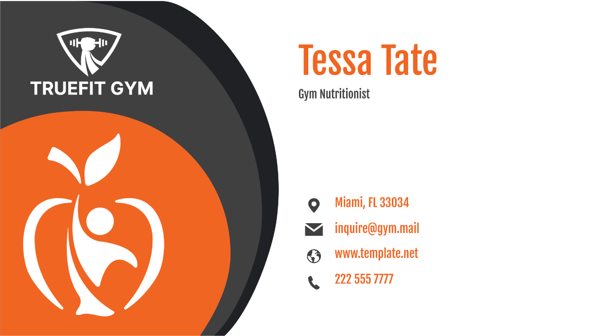 Gym Nutritionist Business Card