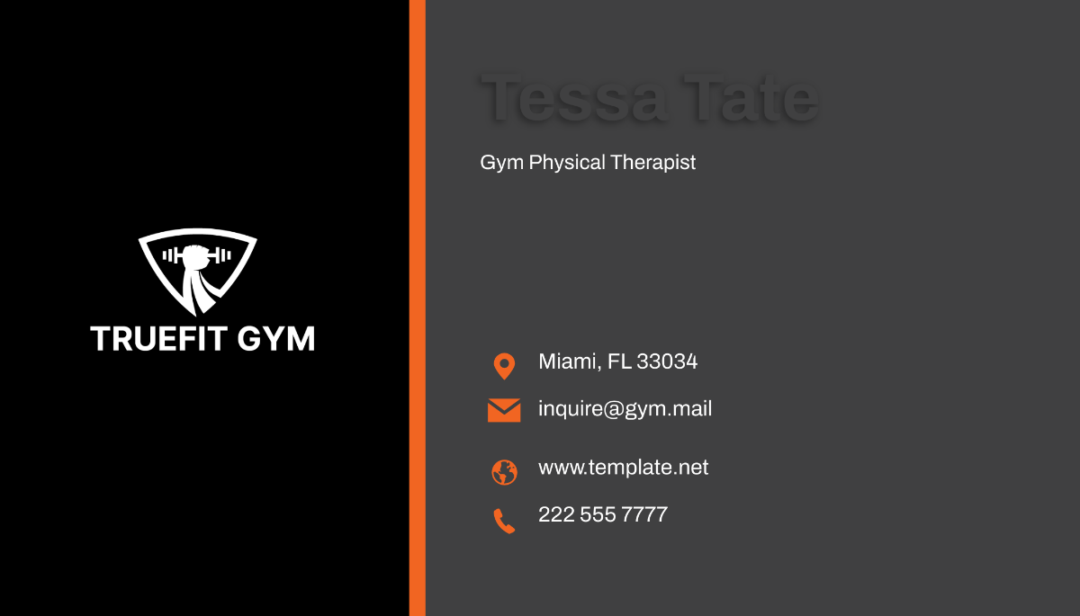 Gym Physical Therapist Business Card