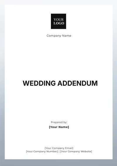 Free Wedding Addendum Template to Edit Online