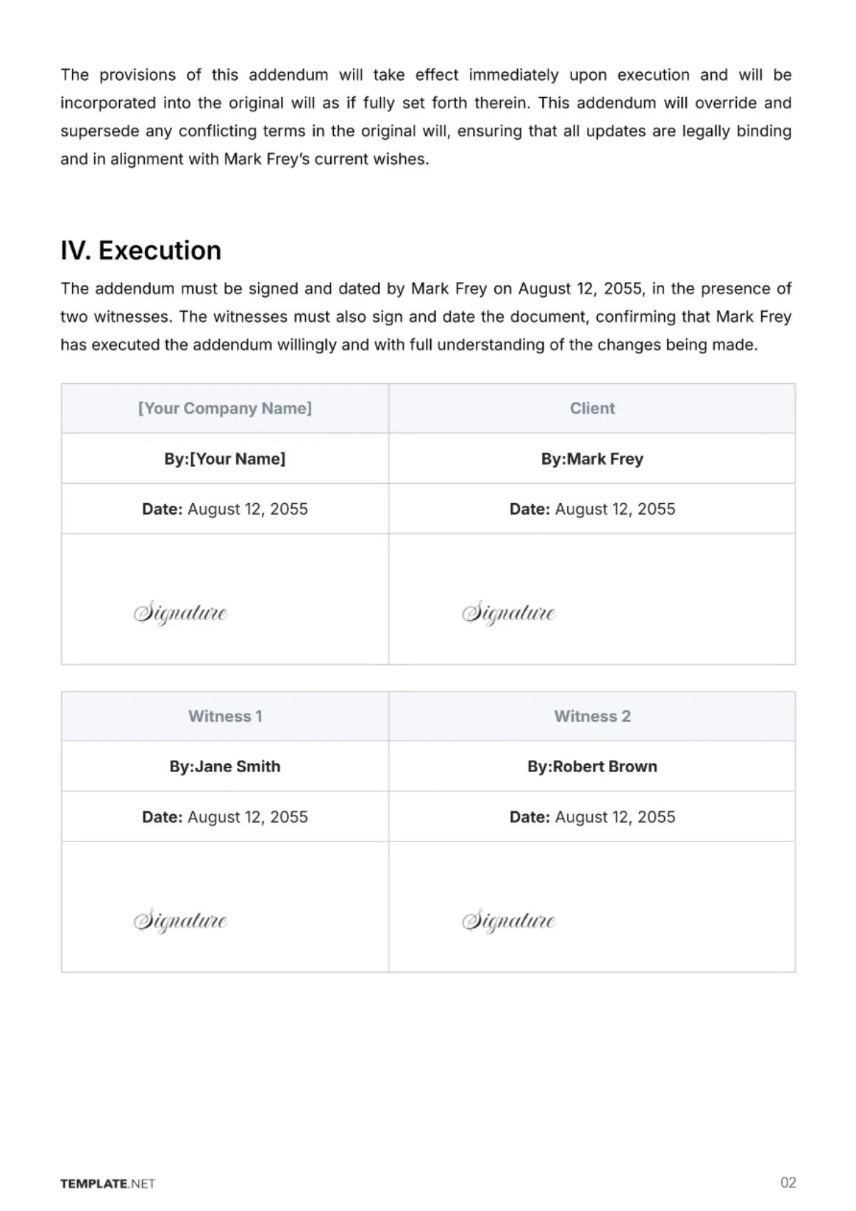 Free Addendum to Will Template to Edit Online