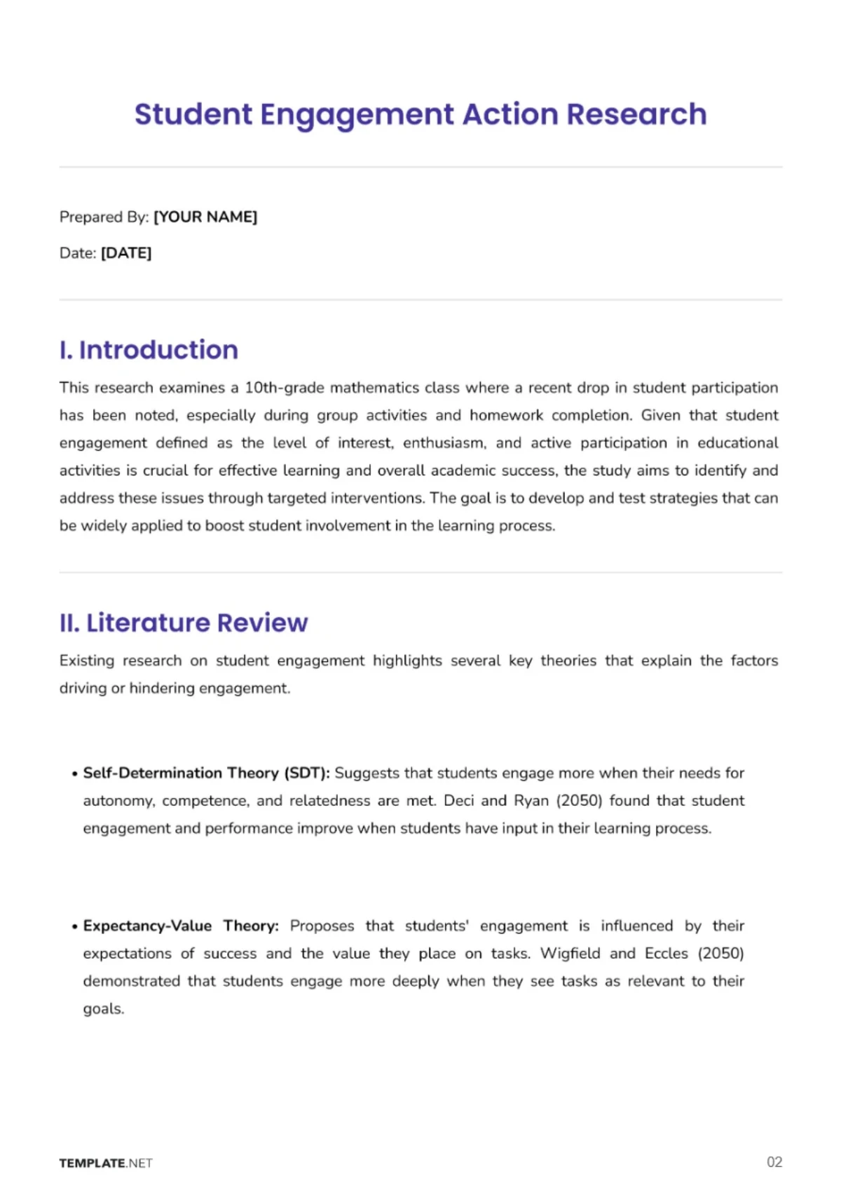 Free Student Engagement Action Research Template to Edit Online